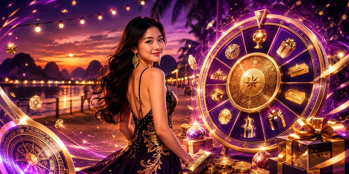 Khung cảnh may mắn và bốc thăm trúng thưởng tại Ninh Bình với ánh đèn neon